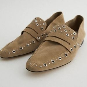 Zara leather loafers with metal details